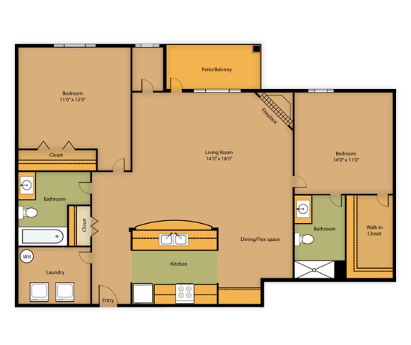 Two Bed Two Bath floor plan