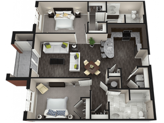 a floor plan of a two bedroom apartment with a living room and bedroom