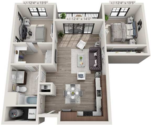 a floor plan of a 1 bedroom apartment at the residences at silver hill in suitland,