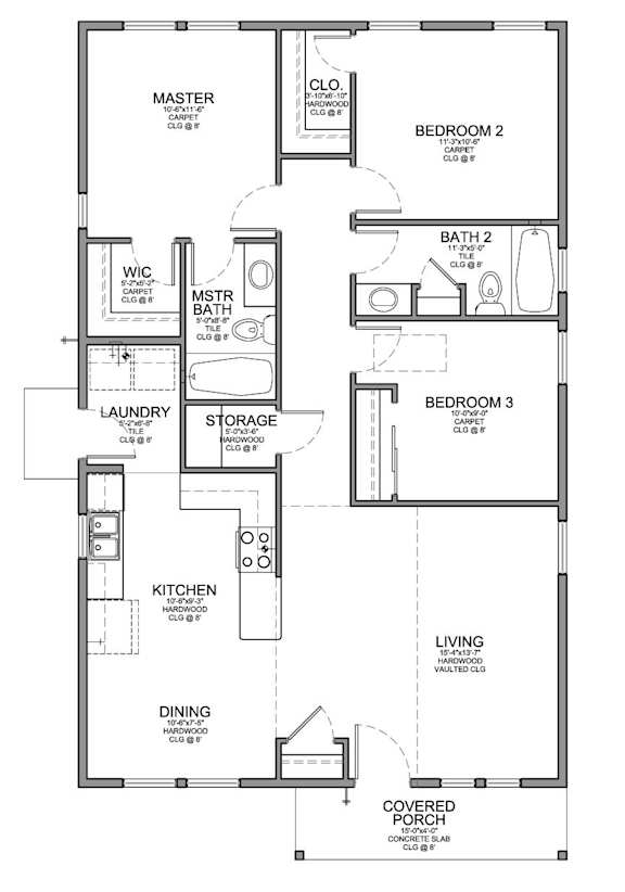 a floor plan of a house with bedrooms and a living room