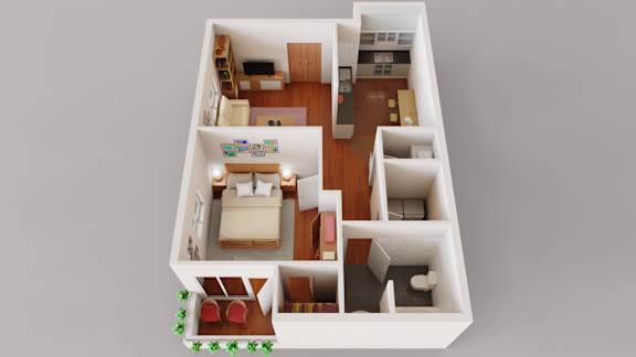 a floor plan of a 1 bedroom apartment