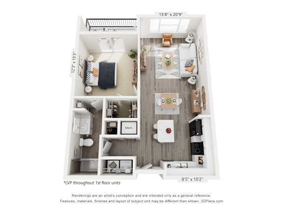 One Bedroom Ember Floorplan