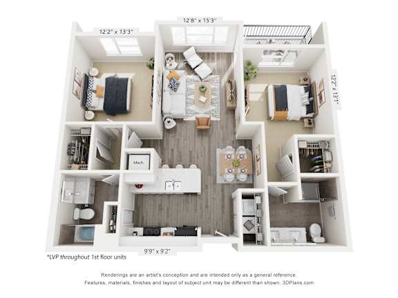 Two Bedroom Bluff Floorplan
