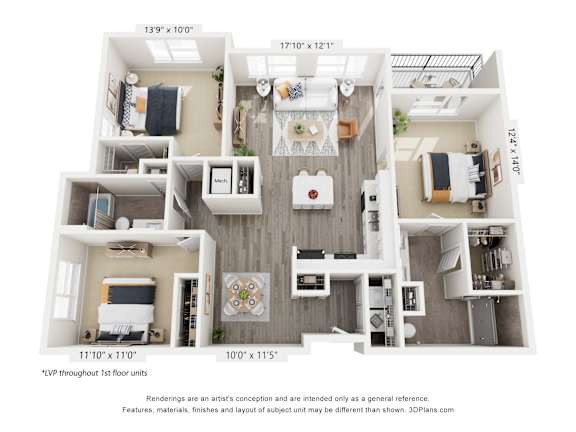 Three Bedroom Grove Floorplan