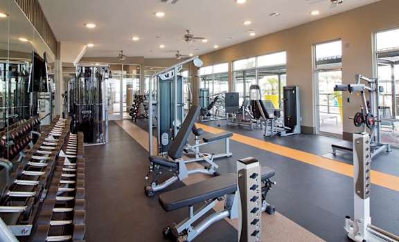 State of the art fitness center with weights and cardio machines