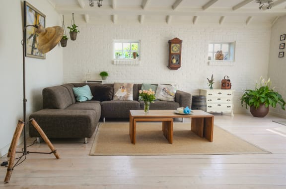 Light filled living area of our 2 bd loft