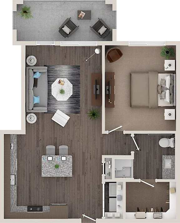 a floor plan of a house with a bedroom and a living room