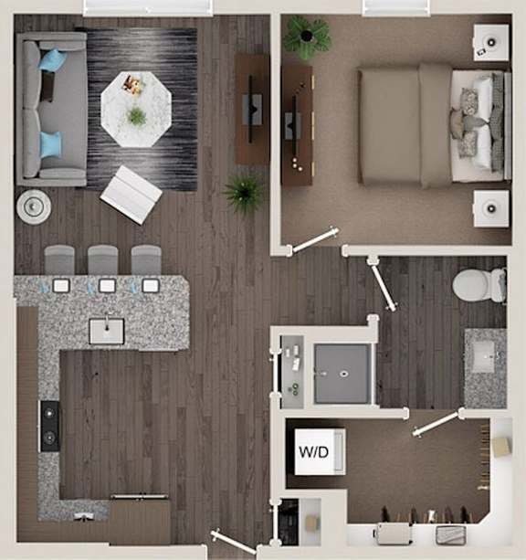 a floor plan with a bedroom and a living room