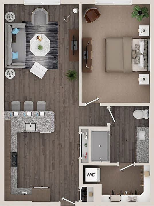 a floor plan with a bedroom and a living room