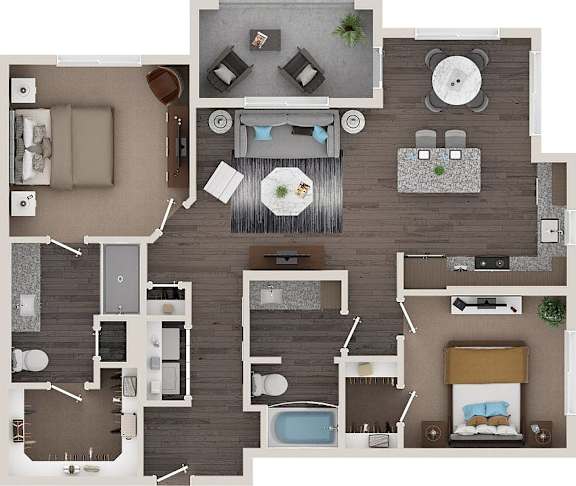 a floor plan of a house with a bedroom and a living room