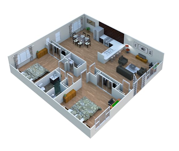 pan - 2bedroom 1.5 bath 3d floor plan at panda properties