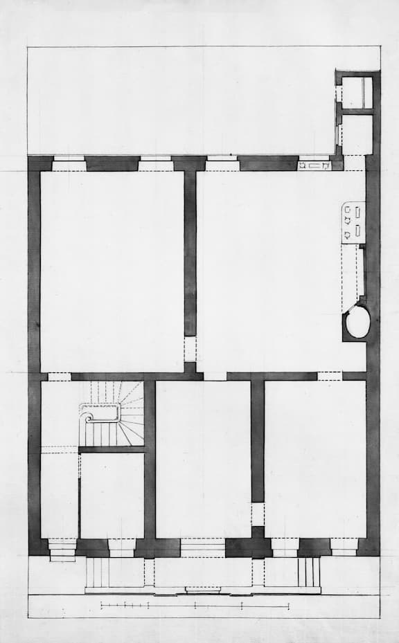 Test test. This floor plan is showing the different sections of the floors and a staircase.
