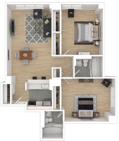 a floor plan of a house with a bedroom and a living room
