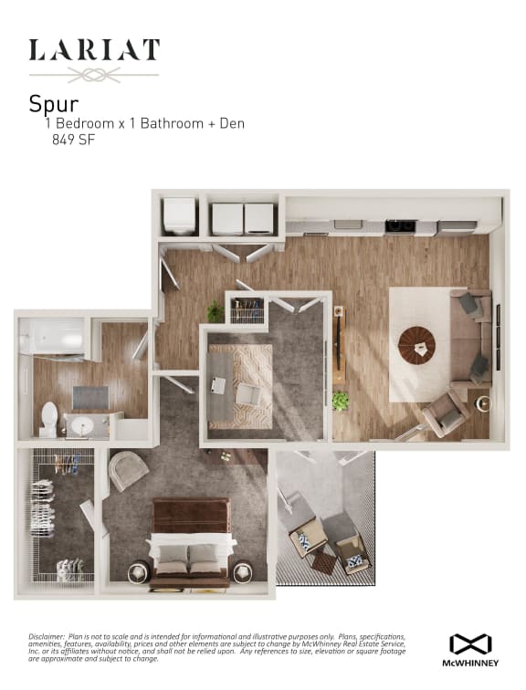 1 bedroom floor plan at Lariat, Colorado, 80634