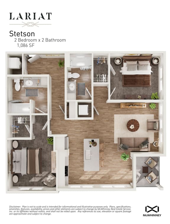 Floor Plan  Stetson floor plan with 2 bedrooms at Lariat, Greeley, 80634