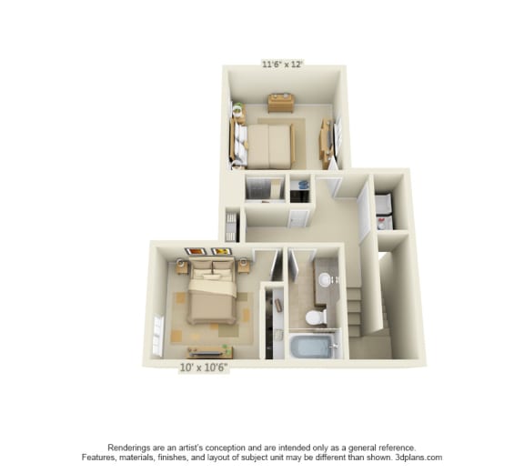 Stoneridge Apartments Alabaster 3x2 Floor Plan 1276 Square Feet
