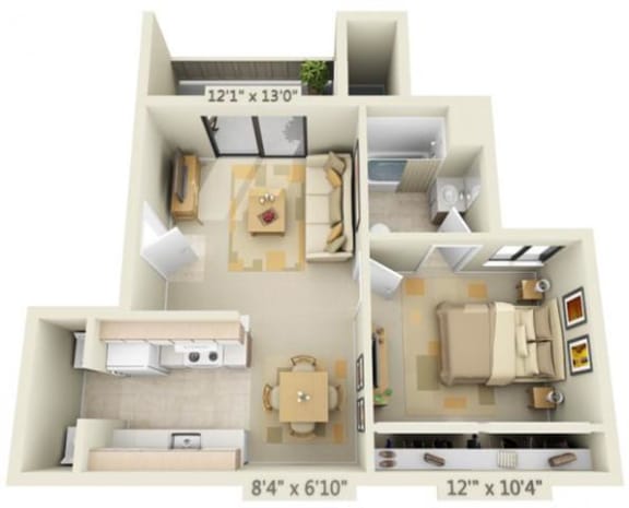 Bishops Court Apartments Versailes 1x1 Floor Plan 625 Square Feet
