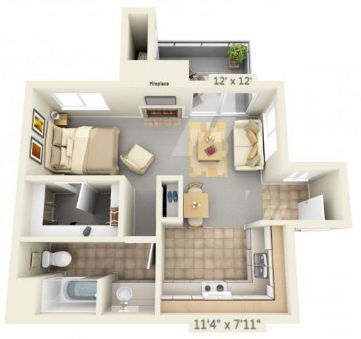 Autumn Oaks Apartments Emory 0x1 Floor Plan 540 Square Feet
