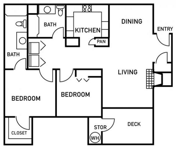 Autumn Oaks Apartments Silverleaf2 2x2 Floor Plan 962 Square Feet