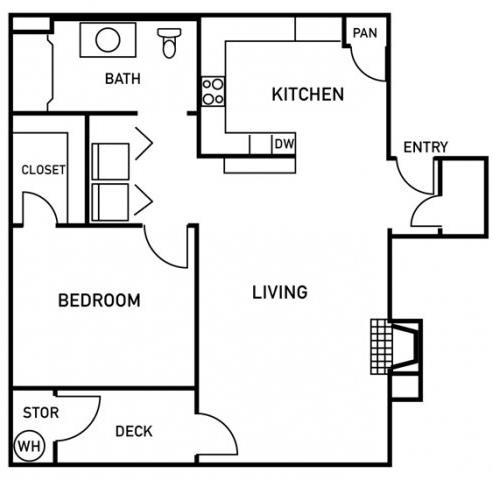 Autumn Oaks Apartments Willow2 1x1 Floor Plan 746 Square Feet