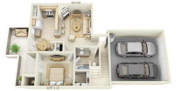 Stoneridge Apartments Alabaster 3x2 Floor Plan 1276 Square Feet