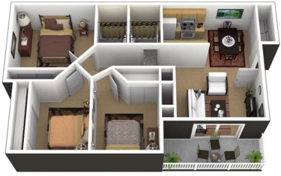 Hunt Club Apartments 3x2 Floor Plan 1013 Square Feet