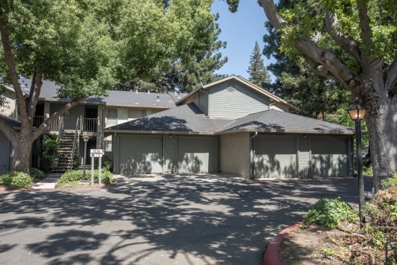 building exteriors and garages at Delta Pointe Apartments, Sacramento, California 95833