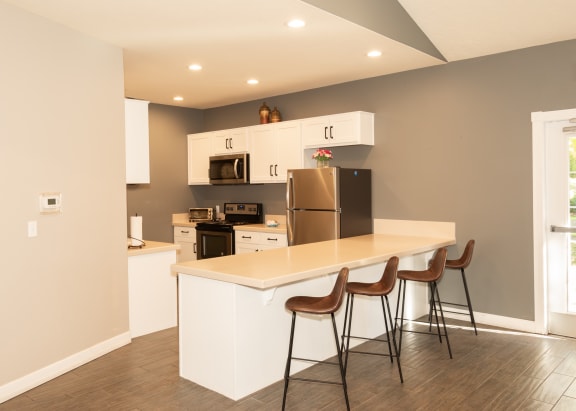 clubhouse kitchen at Hathaway Court Apartments, Wilsonville