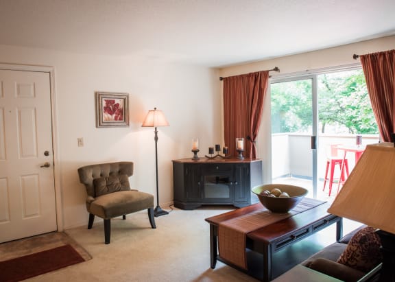 Living Room, Entry & Deck Sliding Glass Door Living Room, Entry & Deck Sliding Glass Door at King's Court Apartments, Beaverton, Oregon 97006