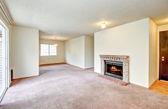 Maple Pointe Vacant Apartment Living Room &amp; Fireplace