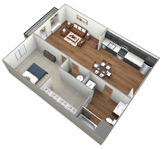 Heather Lodge 1x1 Glacier Floor Plan 675 Square Feet