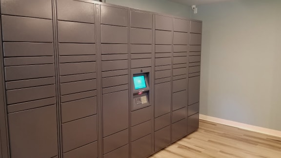 24-Hour Package Room and Hub Package Locker with Touch Screen at River Pointe, California, 95833