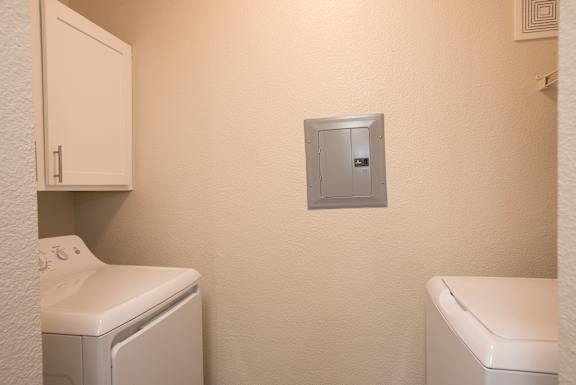A laundry room with a washer and dryer at Sunset Summit, Rocklin, CA, 95765