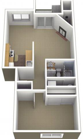 Riverwood Apartments 1x1 Floor Plan 646 Square Feet