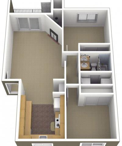 Riverwood Apartments 2x1 Floor Plan 850 Square Feet