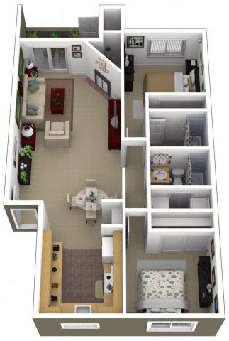 Riverwood Apartments 2x2 Floor Plan 1000 Square Feet Furnished