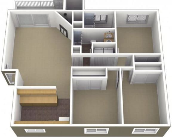 Riverwood Apartments 3x2 Floor Plan 1200 Square Feet