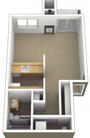Riverwood Apartments Studio 0x1 Floor Plan 500 Square Feet