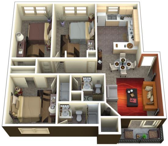 Chambers Creek Estates 3x2 Floor Plan 1315 Square Feet