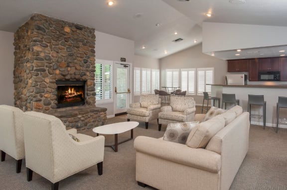 Clubhouse Seating Area & Fireplace at Zinfandel Village Apartments, Rancho Cordova, CA