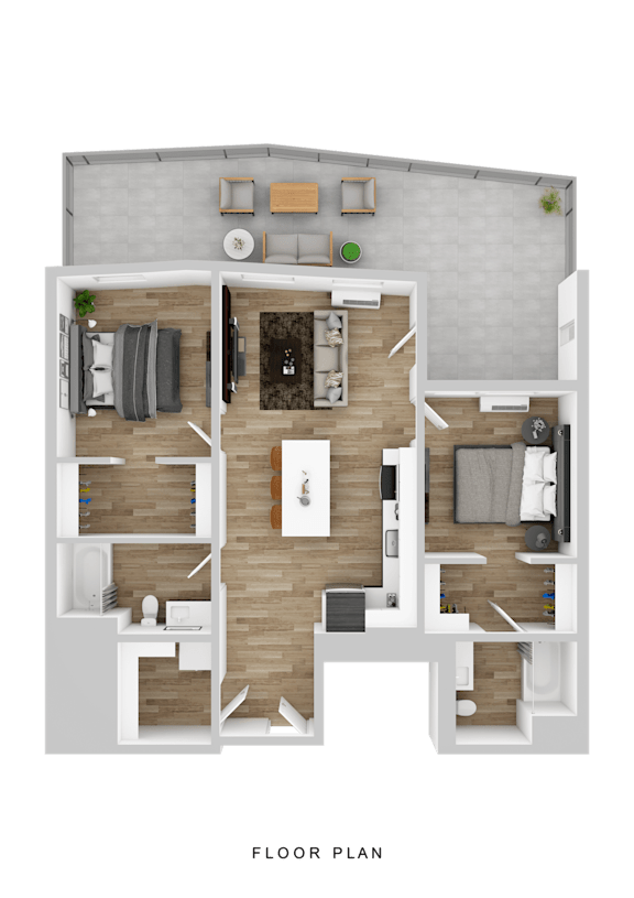 A floor plan of a house with a kitchen, living room, and bedrooms.