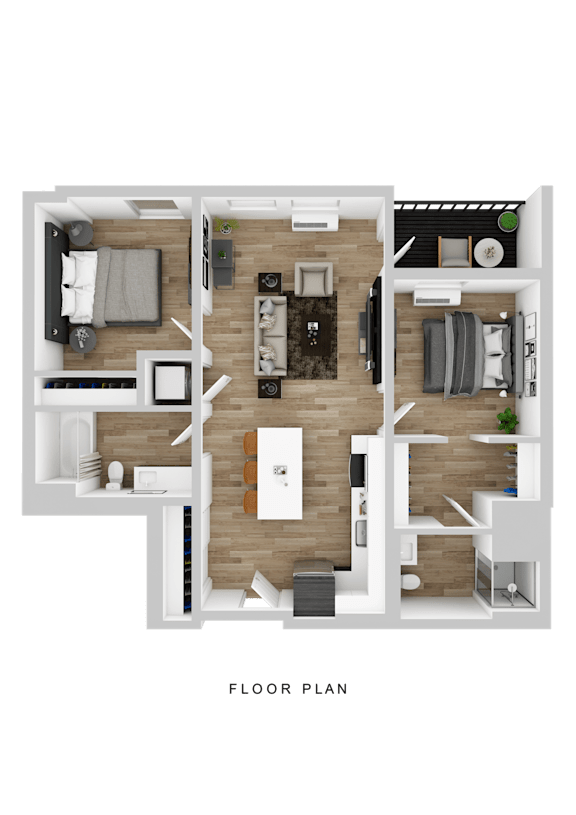 A floor plan of a house with a living room, kitchen, dining room, and bedrooms.