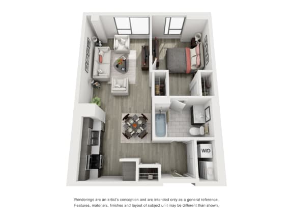 a floor plan of a 1 bedroom apartment