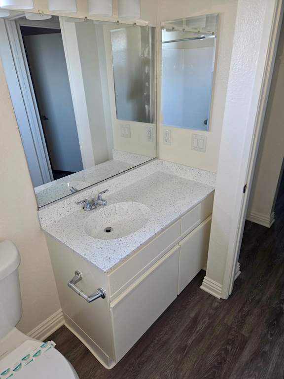 A bathroom with a sink and a toilet.