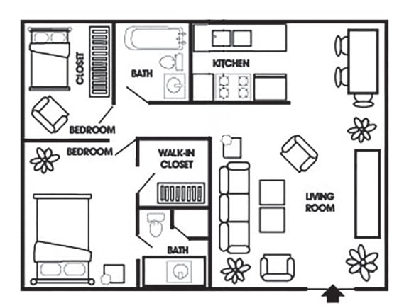a floor plan of a house with a kitchen and living room