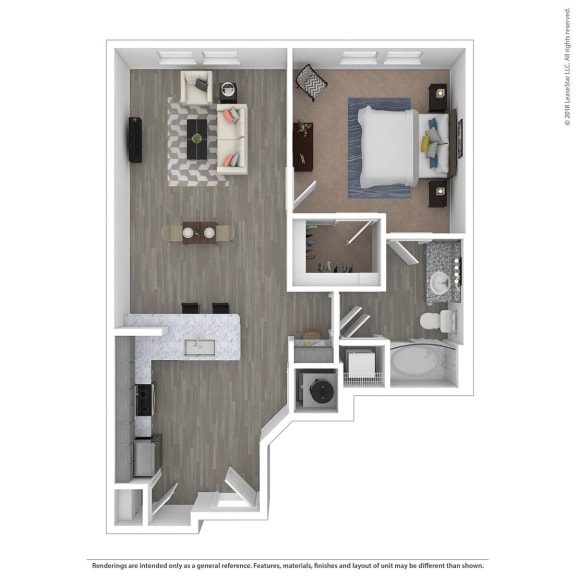 A1C One Bed One Bath Floor Plan at Integra Sunrise Parc, Kissimmee, Florida