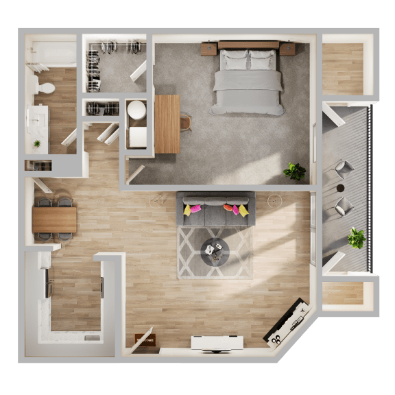 a floor plan of a house with a bedroom and a living room