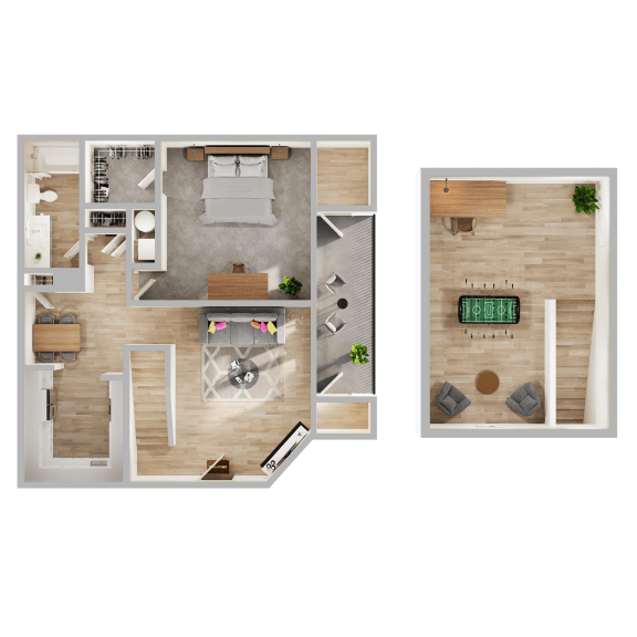 a floor plan of a house with a bedroom and a living room