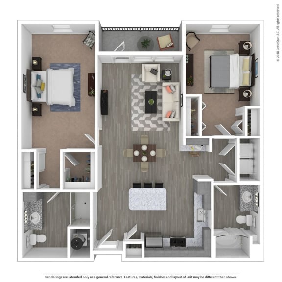 B2D Two Bed Two Bath Floor Plan at Integra Sunrise Parc, Kissimmee