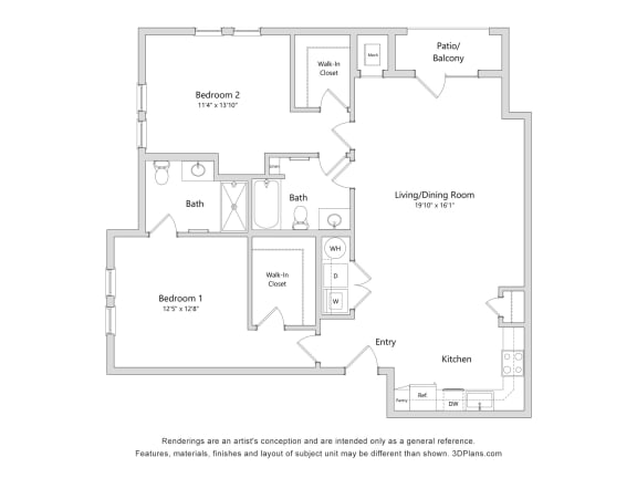 a floor plan of a bedroom floor plan with a living room and a dining room